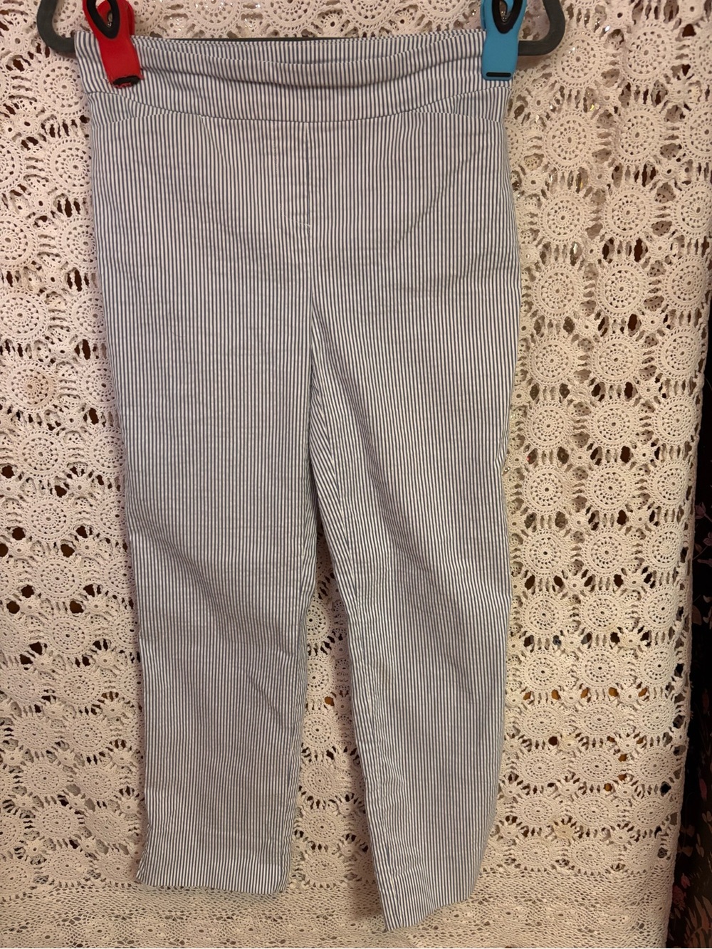 Hilary Radley Navy and White Striped Top